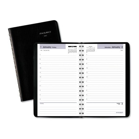 At-A-Glance AT-A-GLANCE Daily Appointment Book with Hourly Appointments, 8 x 5, Black, 2022 SK4400